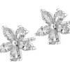 Kolczyki z białego złota z diamentami - kwiaty - 0,94 ct - próba 585