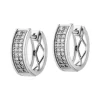 Kolczyki z białego złota z diamentami - koła - 0,14 ct - próba 585