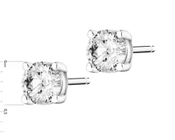 Kolczyki z białego złota z brylantami - serca - 0,01 ct - próba 585
