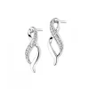 Kolczyki z białego złota z diamentami - 0,008 ct - próba 375