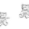 Kolczyki z białego złota z diamentami - misie - 0,004 ct - próba 585