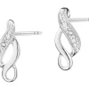 Kolczyki z białego złota z diamentami - 0,008 ct - próba 585