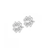 Kolczyki z białego złota z diamentami - koniczyny - 0,02 ct - próba 375