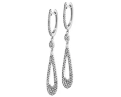 Kolczyki z białego złota z diamentami - 0,22 ct - próba 585