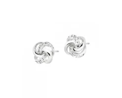 Kolczyki z białego złota z diamentami - 0,01 ct - próba 375