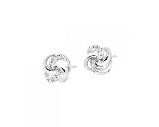 Kolczyki z białego złota z diamentami - 0,01 ct - próba 375