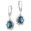 Kolczyki z białego złota z diamentami i topazami London Blue - próba 585