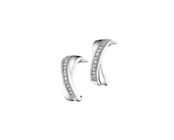 Kolczyki z białego złota z diamentami - 0,08 ct - próba 585
