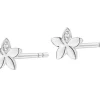 Kolczyki z białego złota z diamentami - kwiaty - 0,008 ct - próba 375