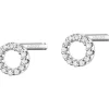 Kolczyki z białego złota z diamentami - koła - 0,05 ct - próba 585