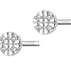 Kolczyki z białego złota z diamentami - 0,01 ct - próba 585