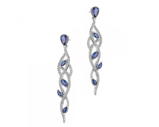 Kolczyki z białego złota z diamentami - 0,006 ct - próba 375
