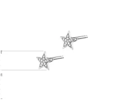 Kolczyki z białego złota z diamentami - gwiazdy - 0,006 ct - próba 585
