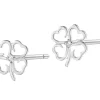 Kolczyki z białego złota z diamentami - koniczyny - 0,008 ct - próba 375