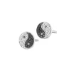Kolczyki z białego złota z diamentami - yin yang - 0,16 ct - próba 585