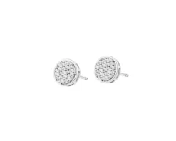 Kolczyki z białego złota z diamentami - 0,12 ct - próba 750