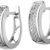 Kolczyki z białego złota z diamentami - koła - 0,10 ct - próba 375