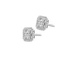 Kolczyki z białego złota z diamentami - 0,29 ct - próba 585