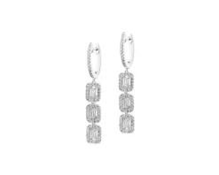 Kolczyki z białego złota z diamentami - 0,60 ct - próba 585