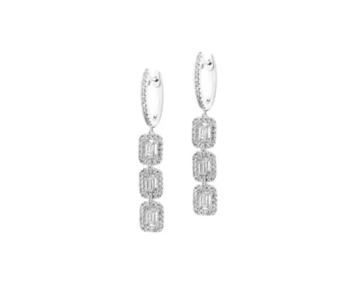 Kolczyki z białego złota z diamentami - 0,60 ct - próba 585