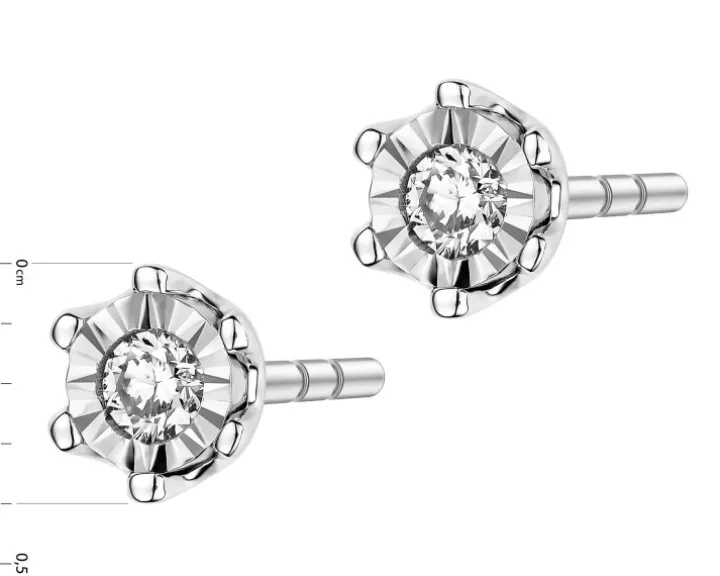 Kolczyki z białego złota z brylantami - 0,05 ct - próba 585