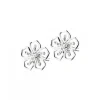 Kolczyki z białego złota z diamentami - kwiaty - 0,01 ct - próba 585