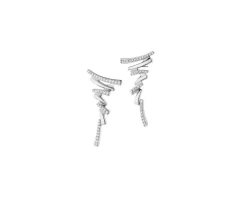Kolczyki z białego złota z diamentami - 0,15 ct - próba 585