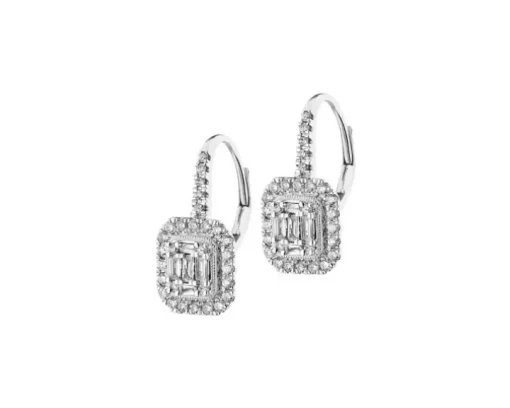 Kolczyki z białego złota z diamentami - 0,72 ct - próba 585