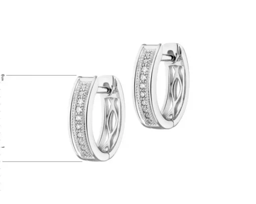 Kolczyki z białego złota z diamentami - koła - 0,06 ct - próba 585