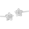 Kolczyki z białego złota z diamentami - kwiaty - 0,008 ct - próba 375