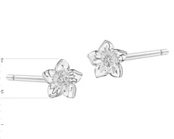 Kolczyki z białego złota z diamentami - kwiaty - 0,008 ct - próba 375