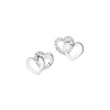 Kolczyki z białego złota z diamentami - serca - 0,006 ct - próba 585