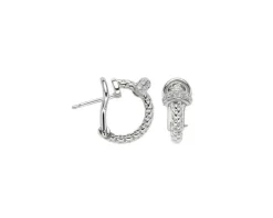 Kolczyki z białego złota z diamentami - 0,01 ct - próba 585