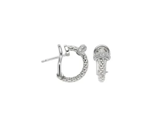 Kolczyki z białego złota z diamentami - 0,01 ct - próba 585