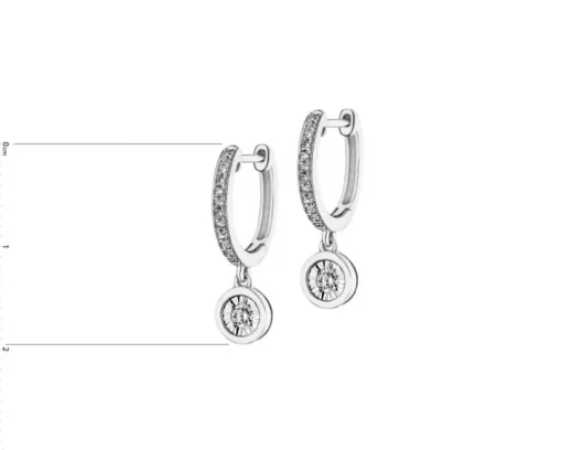 Kolczyki z białego złota z diamentami - 0,19 ct - próba 585