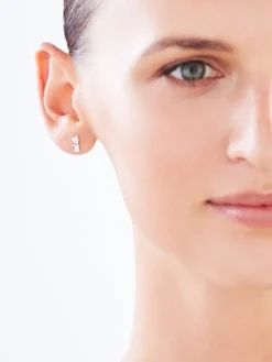Kolczyki z białego złota z diamentami - koty - 0,008 ct - próba 375