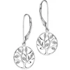 Kolczyki z białego złota z diamentami - drzewka - 0,01 ct - próba 585