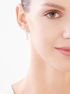 Kolczyki z białego złota z brylantami - 0,05 ct - próba 375