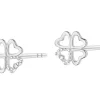 Kolczyki z białego złota z diamentami - koniczyny, serce - 0,004 ct - próba 585