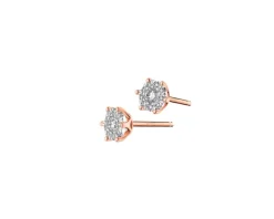 Kolczyki z różowego i białego złota z brylantami - 0,25 ct - próba 585