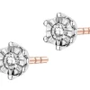 Kolczyki z różowego i białego złota z brylantami - 0,05 ct - próba 585