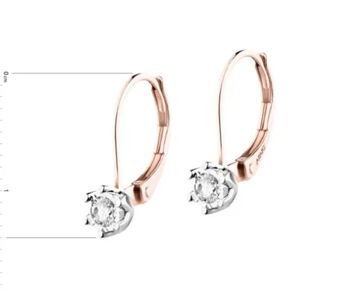 Kolczyki z różowego i białego złota z brylantami - 0,15 ct - próba 585