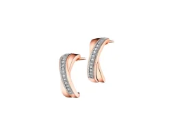Kolczyki z różowego złota z diamentami - 0,08 ct - próba 585