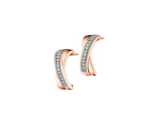 Kolczyki z różowego złota z diamentami - 0,08 ct - próba 585