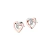 Kolczyki z różowego  złota z diamentami - serca - 0,005 ct - próba 375