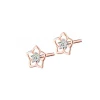 Kolczyki z różowego złota z diamentami  - kwiaty - 0,006 ct - próba 375