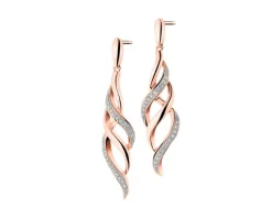Kolczyki z różowego złota z diamentami - 0,13 ct - próba 585