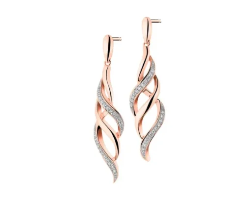 Kolczyki z różowego złota z diamentami - 0,13 ct - próba 585