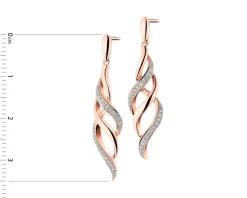 Kolczyki z różowego złota z diamentami - 0,13 ct - próba 585