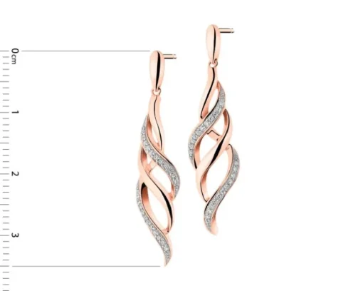 Kolczyki z różowego złota z diamentami - 0,13 ct - próba 585